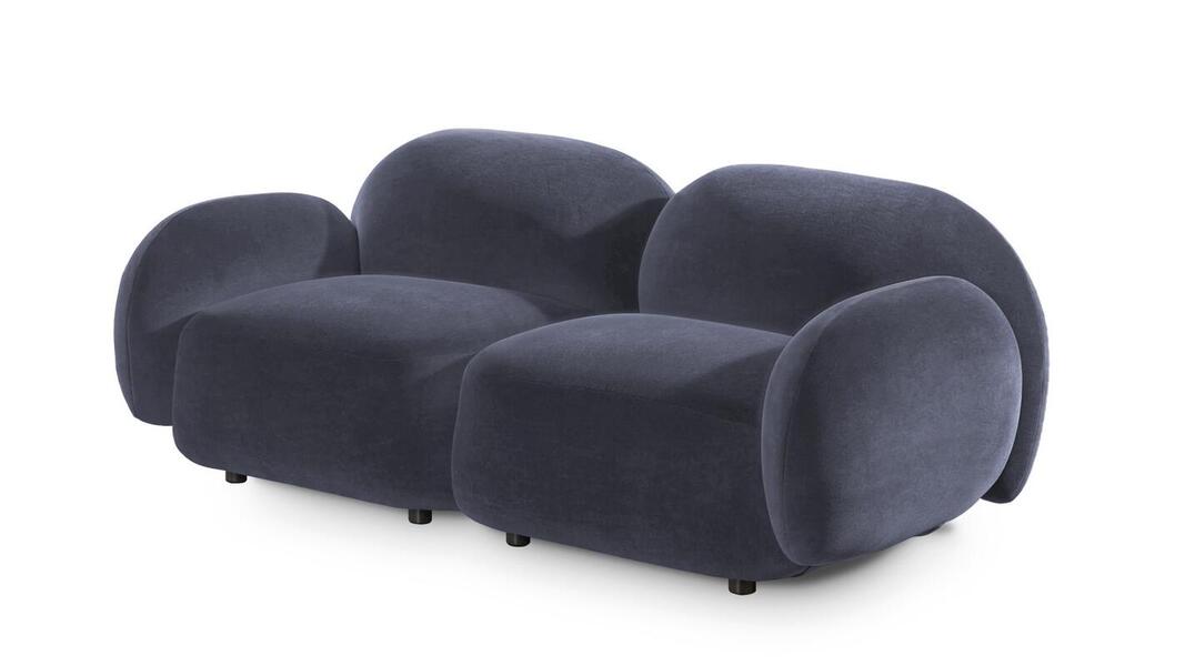 Диван Мальдивы двухсекционный Andria Delta 43 172*82*73 см, Синий Велюр Антивандал Нераскладной Фиеста