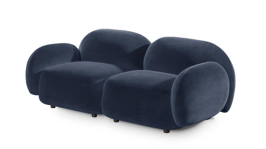 Диван Мальдивы двухсекционный Andria Delta 45 172*82*73 см, Синий Велюр Антивандал Нераскладной Фиеста