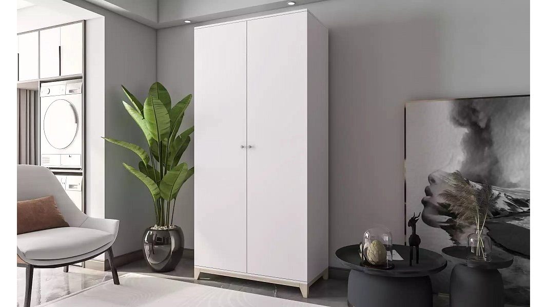 Распашной шкаф Хелен 25 Белый Фасадный 0101 PE 100*50*210 см,    Фиеста