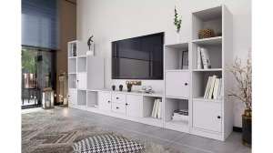 Модульная стенка Билли Айден 3 Белый Фасадный 0101 293*40*134 см, Белый   Фиеста