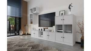 Модульная стенка Билли Айден 7 Белый Фасадный 0101 226*40*103 см, Белый   Фиеста