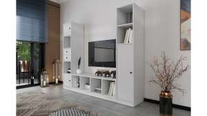 Модульная стенка Билли Айден 9 Белый Фасадный 0101 197*40*167 см, Белый   Фиеста