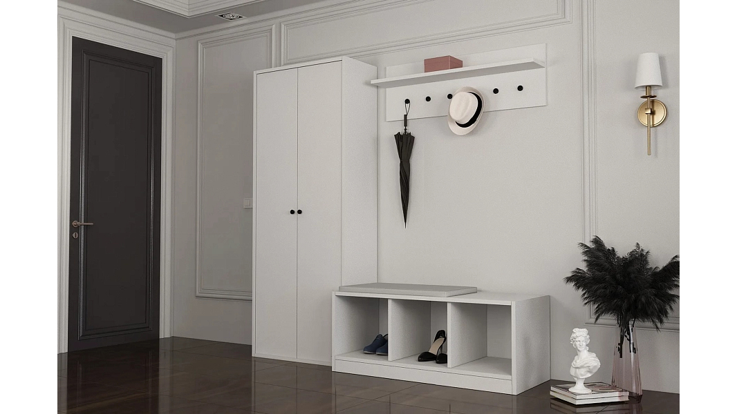 Прихожая Билли 8 Белый Фасадный 0101 162*40*161 см, Белый   Фиеста
