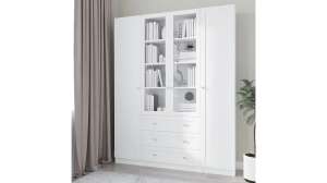 Книжный шкаф Билли 45 Белый Фасадный 0101 160*30*202 см, Белый   Фиеста