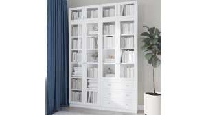 Книжный шкаф Билли 47 Белый Фасадный 0101 160*30*237 см, Белый   Фиеста