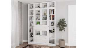 Книжный шкаф Билли 48 Белый Фасадный 0101 160*30*237 см, Белый   Фиеста