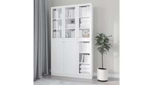 Книжный шкаф Билли 77 Белый Фасадный 0101 120*30*202 см, Белый   Фиеста