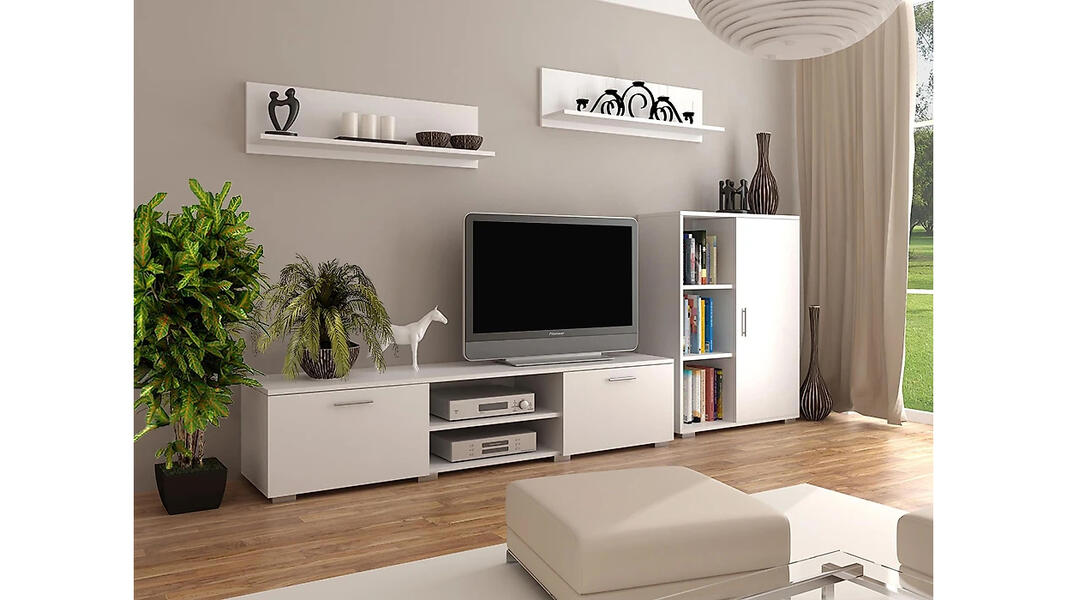 Стенка Денвер-1 (Икар) Белый Фасадный 0101 ** см, Белый   Фиеста