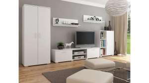 Стенка Денвер-5 (Икар) Белый Фасадный 0101 310*50*190 см, Белый   Фиеста