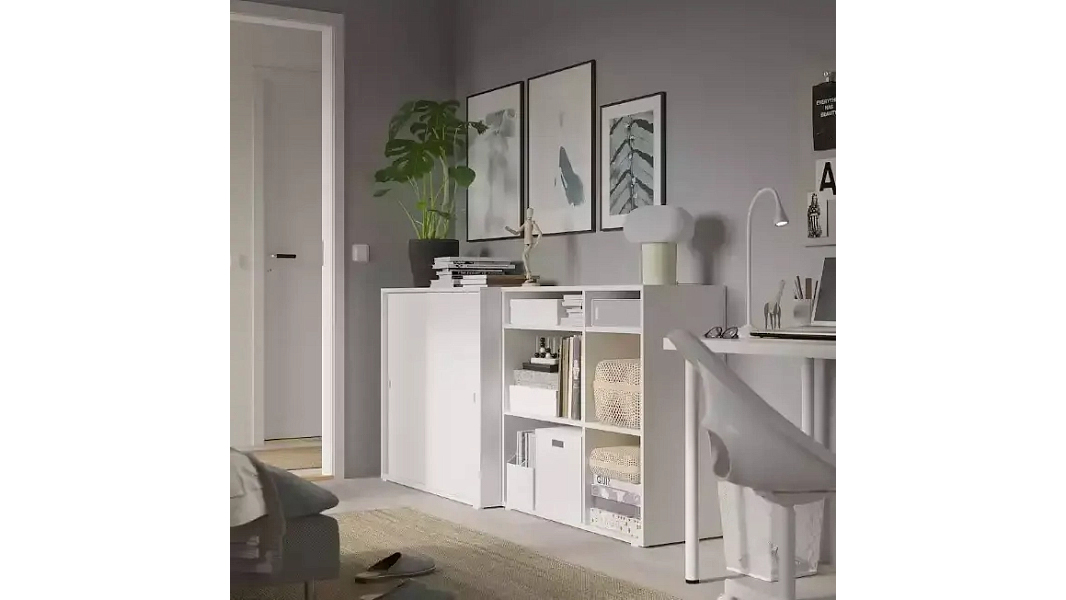 Стеллаж-комод Вихалс-5 Белый Фасадный 0101 190*47*90 см, Белый   Фиеста