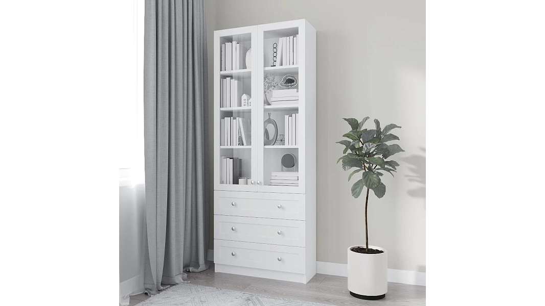 Стеллаж Билли 39 Белый Фасадный 0101 80*30*202 см,    Фиеста