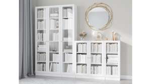 Книжный стеллаж Билли 85 Белый Фасадный 0101 240*30*202 см,    Фиеста