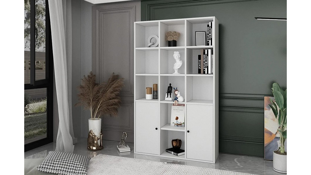 Книжный стеллаж Билли Айден 2 Белый Фасадный 0101 97*30*160 см, Белый   Фиеста