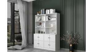 Книжный стеллаж Билли Айден 4 Белый Фасадный 0101 130*40*167 см, Белый   Фиеста