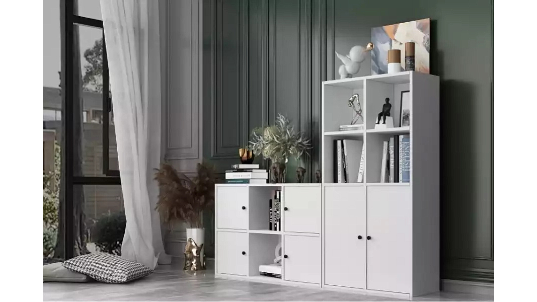 Стеллаж Билли Айден 2 Белый Фасадный 0101 162*30*128 см, Белый   Фиеста