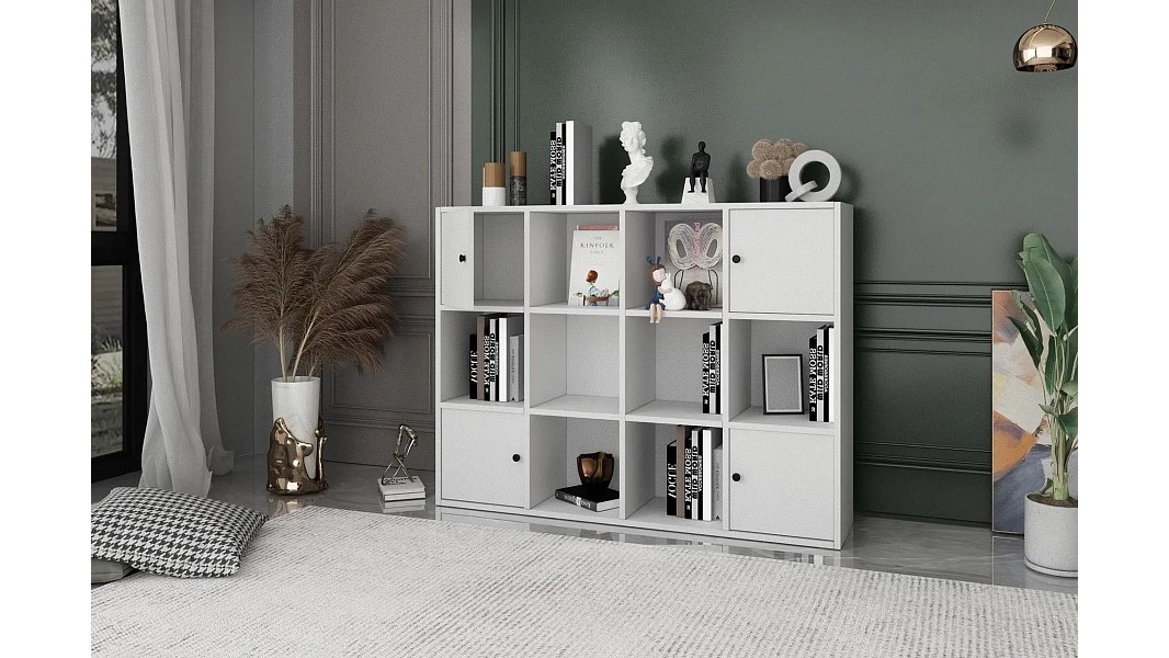 Стеллаж-комод Билли Айден 1 Белый Фасадный 0101 128*30*97 см, Белый   Фиеста