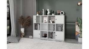 Стеллаж-комод Билли Айден 1 Белый Фасадный 0101 128*30*97 см, Белый   Фиеста