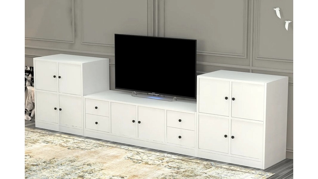 ТВ-тумба Билли Айден Белый Фасадный 0101 258*40*71 см, Белый   Фиеста