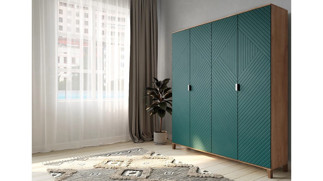 Распашной шкаф Марвин Йорк 5 МДФ 200*40*210 см,    Фиеста