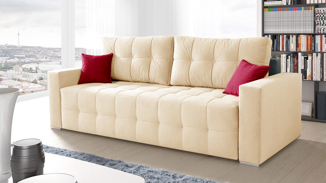 Диван Денвер Лайт Vivaldi 03 230*94*80 см, Бежевый Велюр Еврокнижка Фиеста