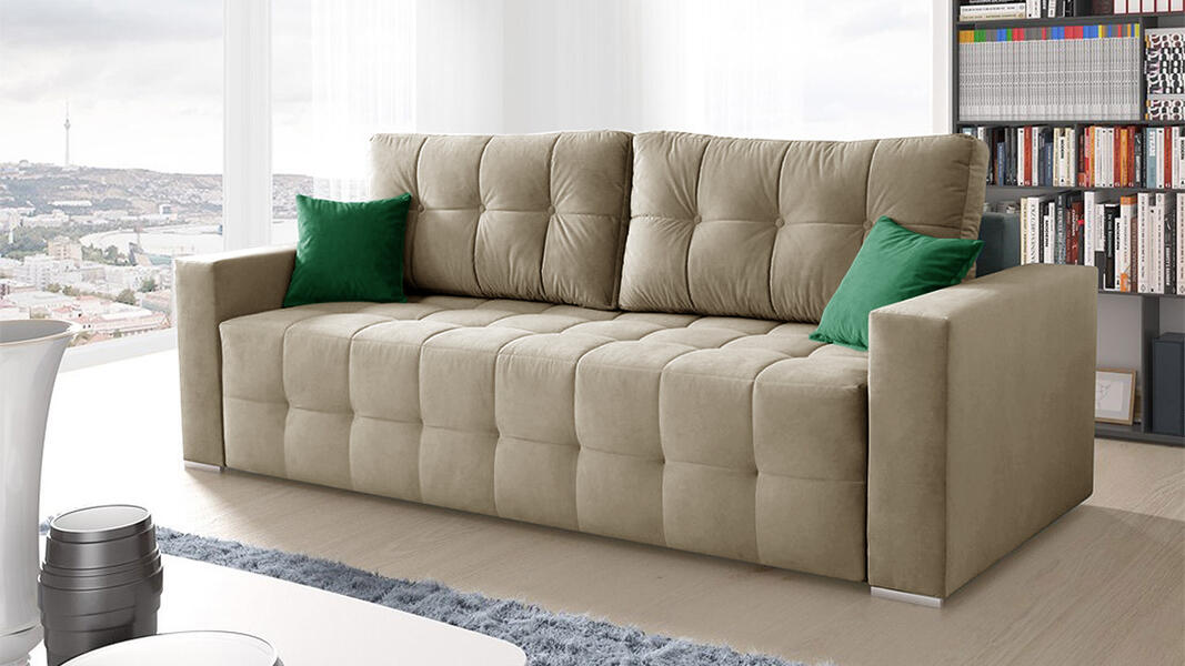 Диван Денвер Лайт Vivaldi 04 230*94*80 см, Бежевый Велюр Еврокнижка Фиеста