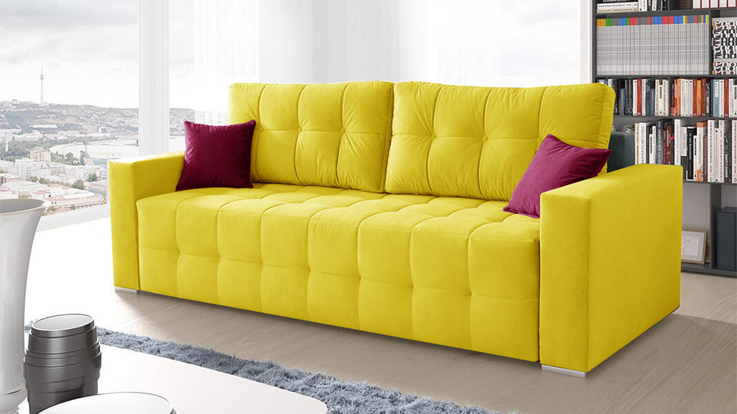 Диван Денвер Лайт Vivaldi 15 230*94*80 см, Желтый Велюр Еврокнижка Фиеста