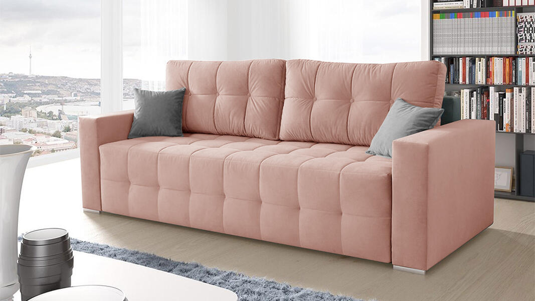 Диван Денвер Лайт Vivaldi 27 230*94*80 см, Розовый Велюр Еврокнижка Фиеста