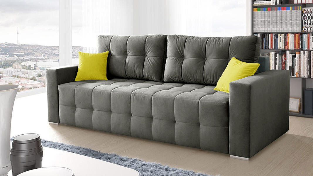 Диван Денвер Лайт Vivaldi 37 230*94*80 см, Серый Велюр Еврокнижка Фиеста