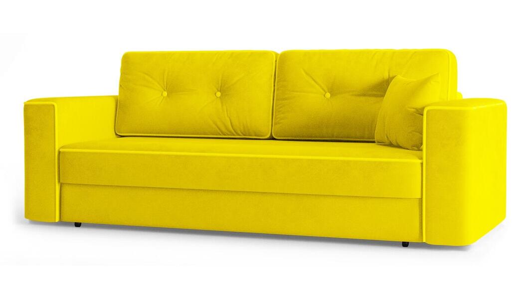 Диван Принстон Лайт Vivaldi 15 240*94*80 см, Желтый Велюр Еврокнижка Фиеста