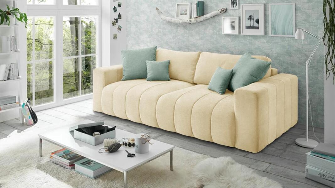 Диван Чедер Лайт Vivaldi 03 247*94*80 см, Бежевый Велюр Еврокнижка Фиеста