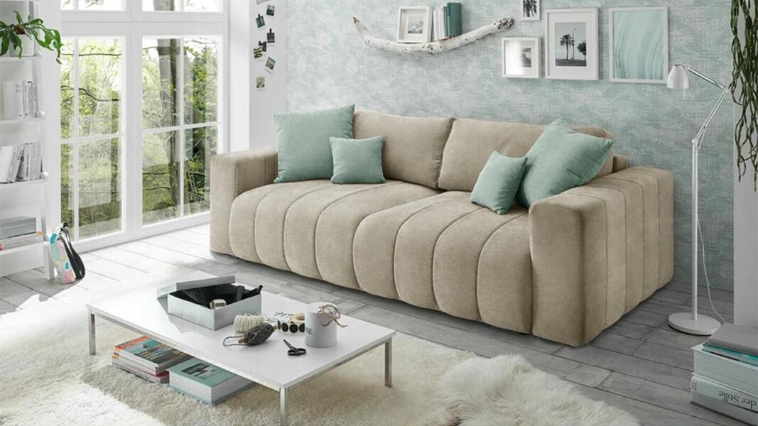 Диван Чедер Лайт Vivaldi 04 247*94*80 см, Бежевый Велюр Еврокнижка Фиеста