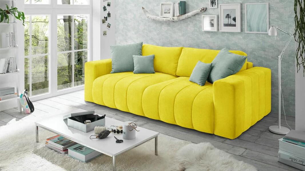 Диван Чедер Лайт Vivaldi 15 247*94*80 см, Желтый Велюр Еврокнижка Фиеста