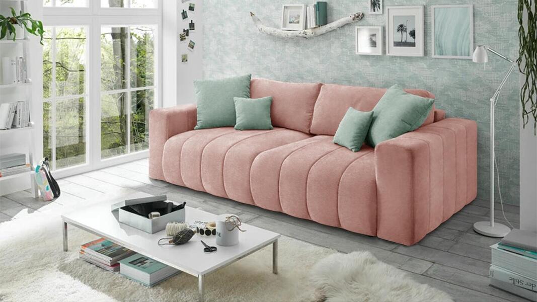 Диван Чедер Лайт Vivaldi 27 247*94*80 см, Розовый Велюр Еврокнижка Фиеста