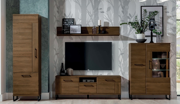 Гостиная Сильвия МДФ (615509) 298*40*194 см, Коричневый   Фиеста в наличии