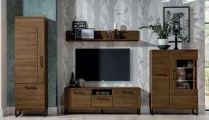 Гостиная Сильвия МДФ (615509) 298*40*194 см, Коричневый   Фиеста в наличии