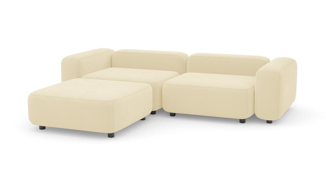 Диван с оттоманкой Баббл Vivaldi 03 273*221*62 см, Бежевый Велюр Нераскладной Фиеста