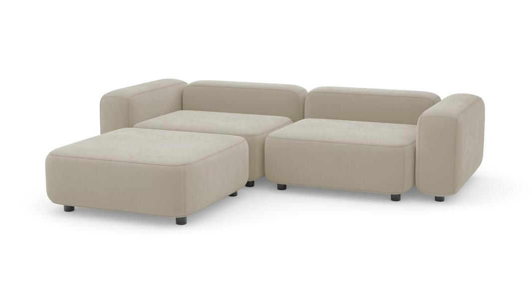 Диван с оттоманкой Баббл Vivaldi 04 273*221*62 см, Бежевый Велюр Нераскладной Фиеста