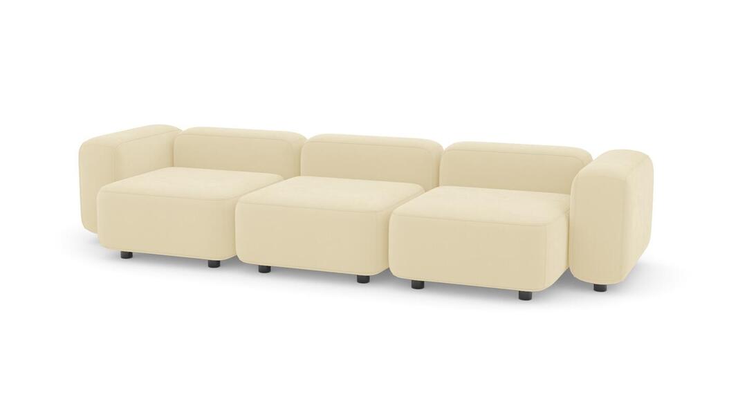 Диван Баббл трехсекционный Vivaldi 03 315*116*62 см, Бежевый Велюр Нераскладной Фиеста