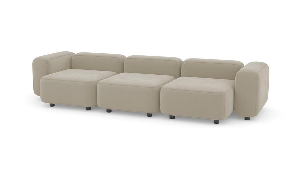 Диван Баббл трехсекционный Vivaldi 04 315*116*62 см, Бежевый Велюр Нераскладной Фиеста