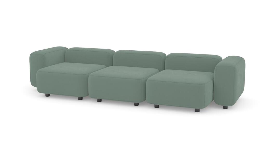 Диван Баббл трехсекционный Vivaldi 10 315*116*62 см, Зеленый Велюр Нераскладной Фиеста