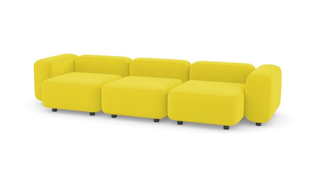 Диван Баббл трехсекционный Vivaldi 15 315*116*62 см, Желтый Велюр Нераскладной Фиеста