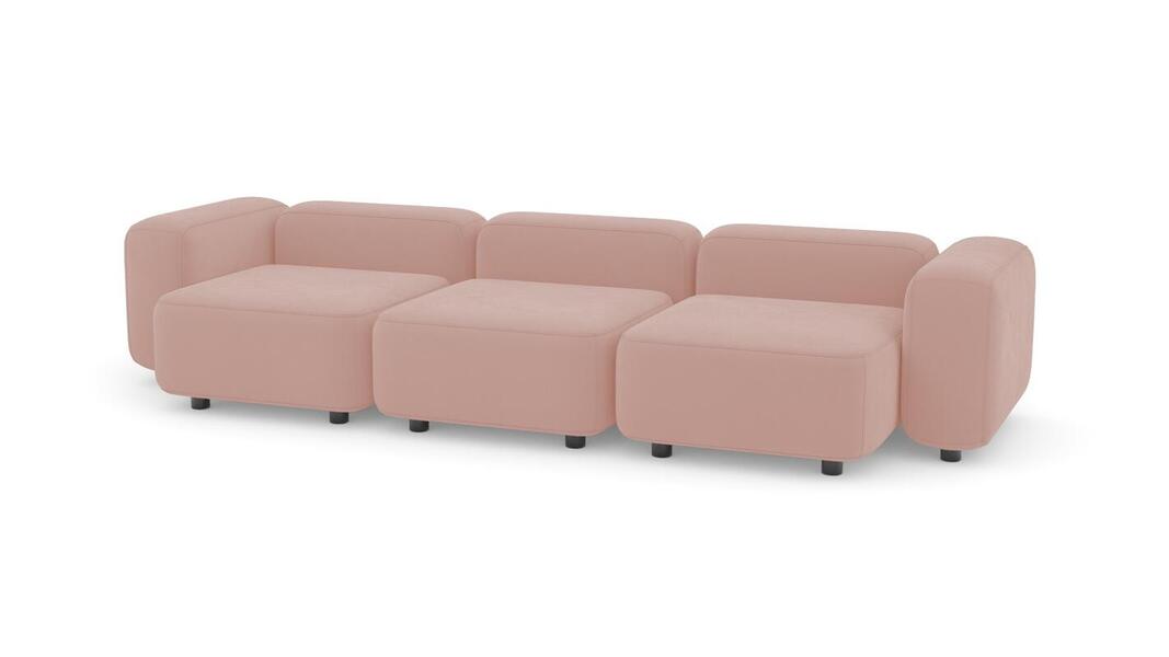 Диван Баббл трехсекционный Vivaldi 27 315*116*62 см, Розовый Велюр Нераскладной Фиеста