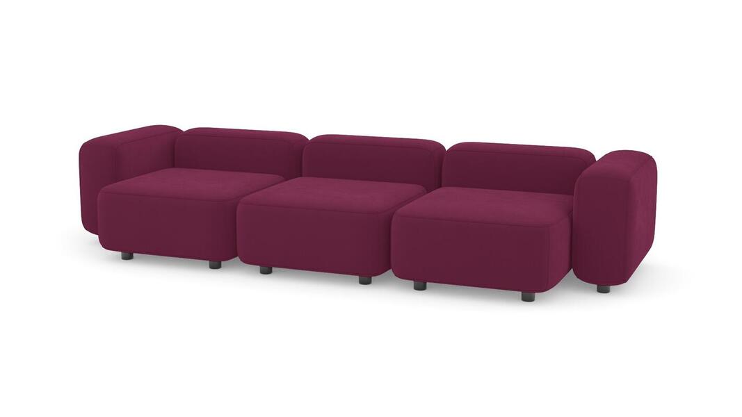 Диван Баббл трехсекционный Vivaldi 35 315*116*62 см, Бордовый Велюр Нераскладной Фиеста