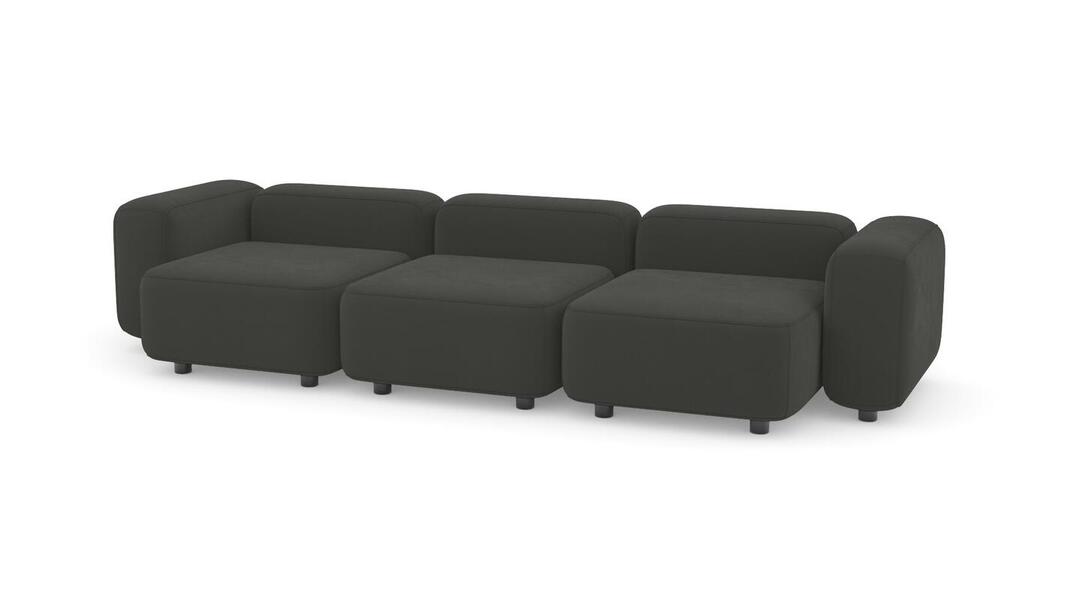 Диван Баббл трехсекционный Vivaldi 37 315*116*62 см, Серый Велюр Нераскладной Фиеста