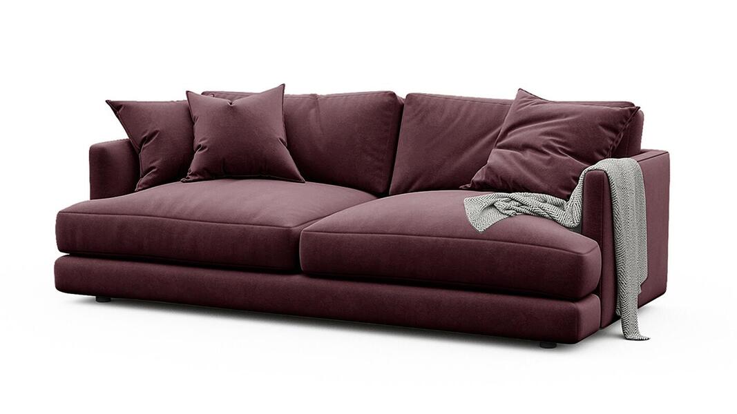 Диван Ибица Velutto 15 215*116*93 см, Бордовый Велютто Еврокнижка Фиеста