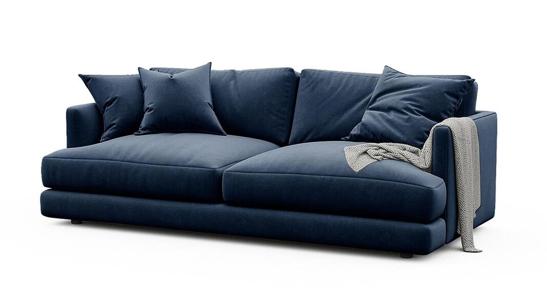 Диван Ибица Velutto 54 215*116*93 см, Синий Велютто Еврокнижка Фиеста