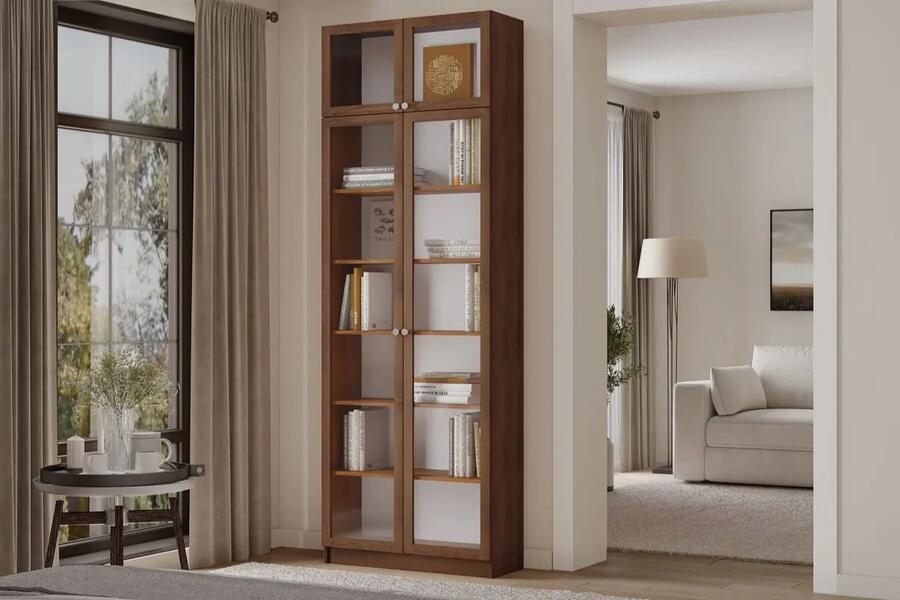 Стеллаж Билли 37 Орех Экко 9459 80*30*237 см, Коричневый   Фиеста