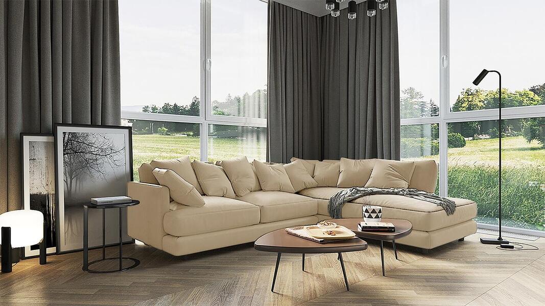 Угловой диван Ибица Velutto 02 300*209*90 см, Бежевый Велютто Еврокнижка Фиеста