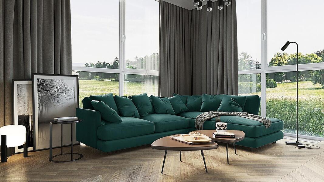 Угловой диван Ибица Velutto 20 300*209*90 см, Зеленый Велютто Еврокнижка Фиеста