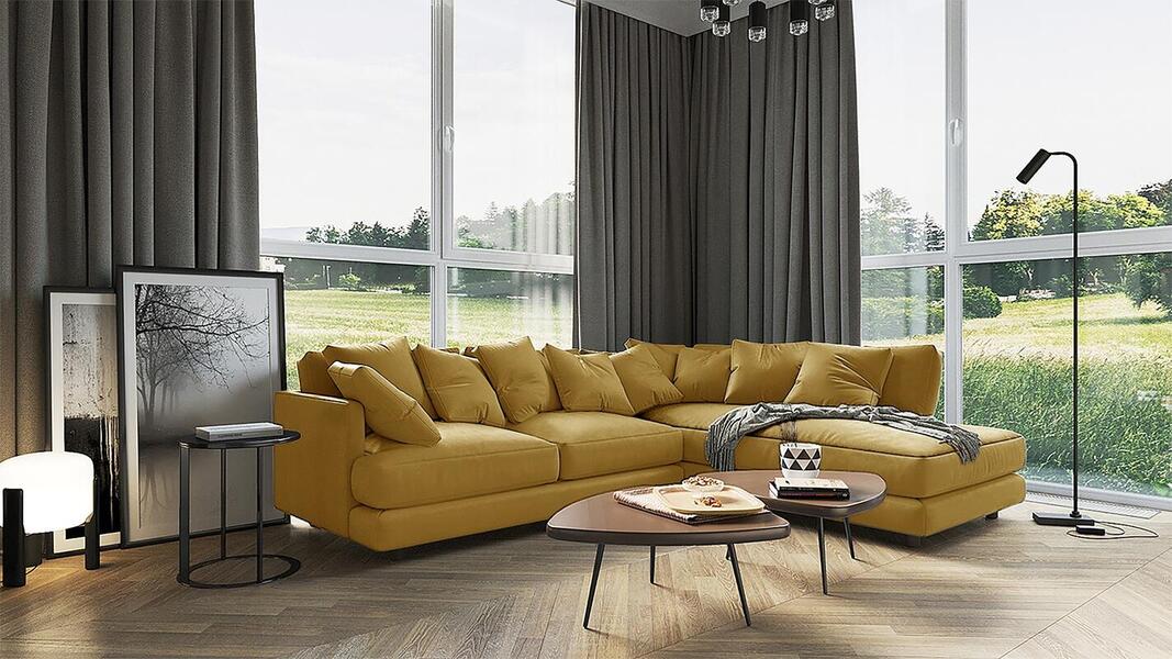 Угловой диван Ибица Velutto 56 300*209*90 см, Желтый Велютто Еврокнижка Фиеста